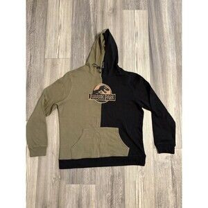 New Jurassic Park Hoodie Pullover  Mens Black Green Dinosaur Print  Size XL